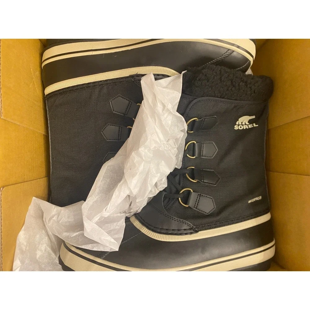 Sorel NIB 1964 Pac Nylon Waterproof Snow‎ Boots Black, Ancient Fossil Men Sz 10